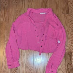 Altar'd State Vibrant Pink Button-Down Shirt